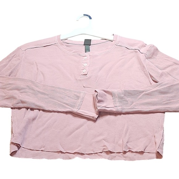 wild fable Tops - Wild Fable Cropped Long Sleeve Henley Top, Pink, Women's Size Large, 9PYGW, New